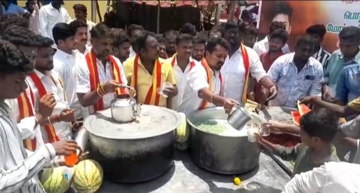 வாடிப்பட்டியில் தமிழக வெற்றி கழகத்தின் சார்பில் நீர் மோர் பந்தல் திறப்பு விழா நடைபெற்றது